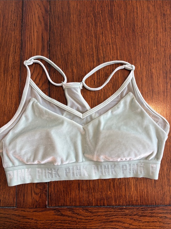 PINK Victoria's Secret Other - PINK Victoria's Secret Mint Green Velour Velvet mesh Bralette Racerback large